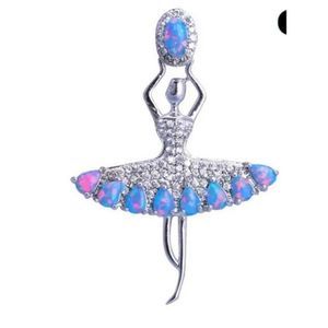 STUNNING BLUE OPAL N SAPPHIRE ON SILVER BALLERINA NECKLACE